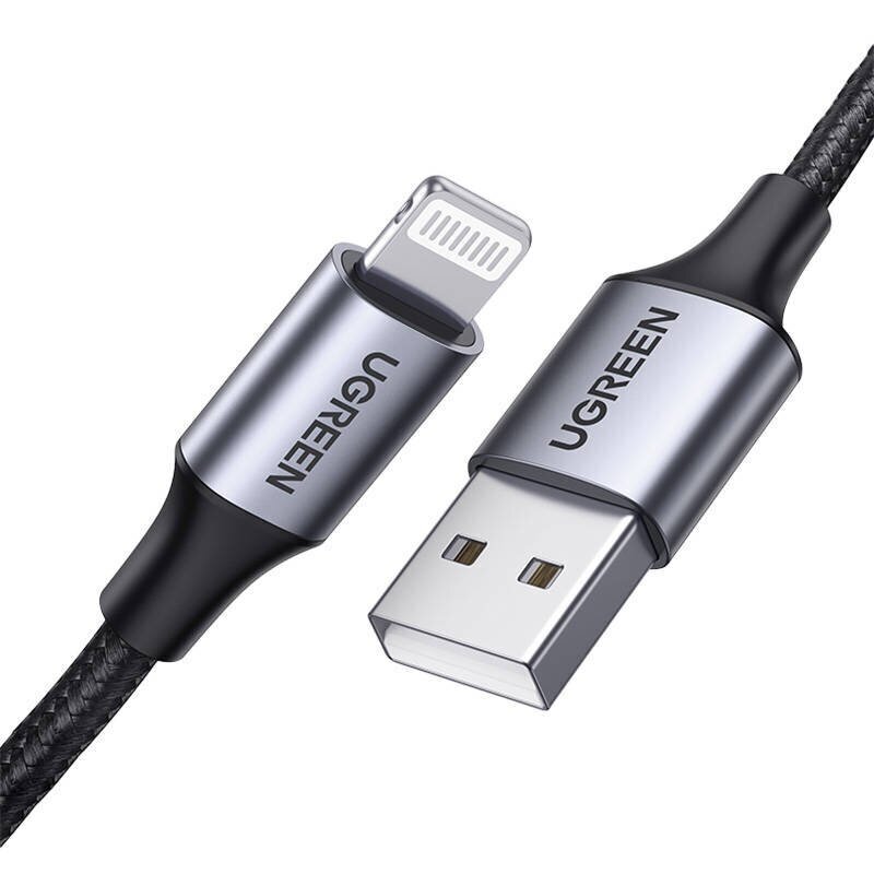 Cable Lightning to USB-A UGREEN 2.4A US199, 1.5m (Black) цена и информация | Juhtmed ja kaablid | hansapost.ee
