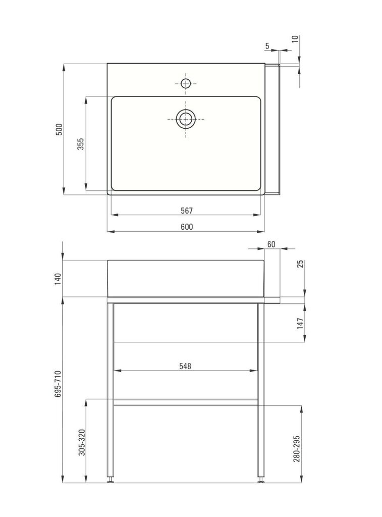 Valamu Deante Temisto eraldiseisva konsooliga CDTD6U6S, black mat/oak hind ja info | Vannitoa valamud, kraanikausid | hansapost.ee