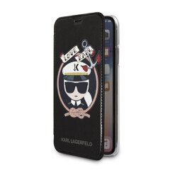 Karl Lagerfeld KLFLBKPXKSB iPhone X|Xs czarny|black bookcase Signature Glitter цена и информация | Чехлы для телефонов | hansapost.ee