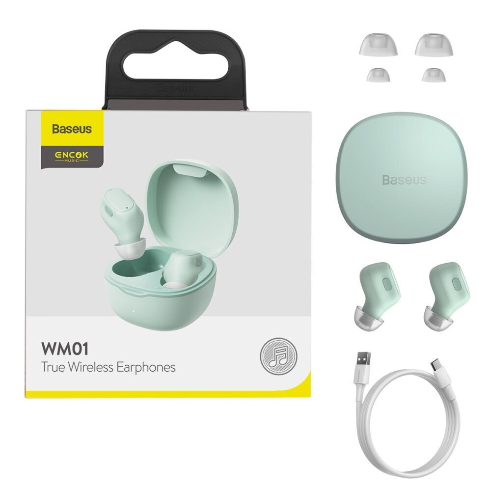 Baseus Bluetooth earphones Encok TWS WM01 green цена и информация | Kõrvaklapid | hansapost.ee
