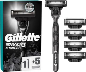 Raseerimispead Gillette Mach3 Charcoal 5 tk. + vars hind ja info | Raseerimisvahendid | hansapost.ee