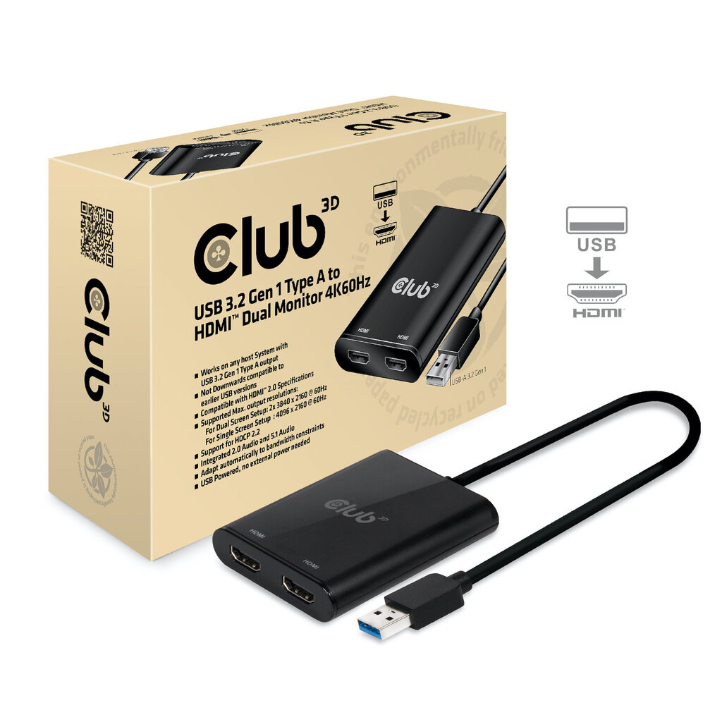 Club3D USB HDMI adapter must цена и информация | USB adapterid ja jagajad | hansapost.ee