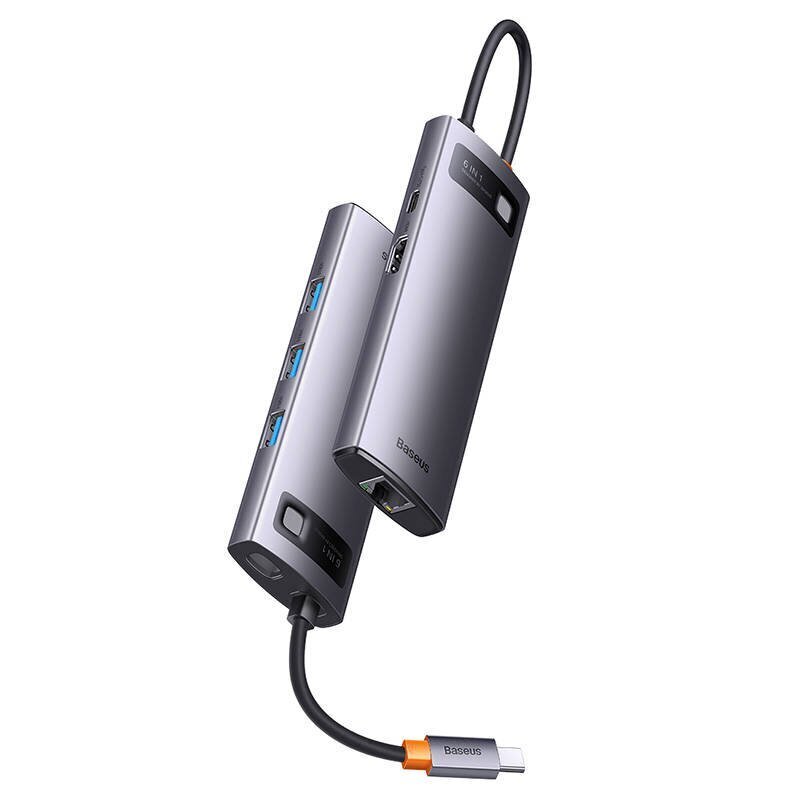 Hub 6in1 Baseus StarJoy Series, USB-C to 3x USB 3.0 + HDMI + USB-C PD + RJ45 цена и информация | USB adapterid ja jagajad | hansapost.ee