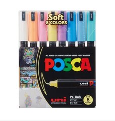 Маркеры Uni Ball Posca PC-1MR Soft Color, 8 шт. цена и информация | Принадлежности для рисования, лепки | hansapost.ee