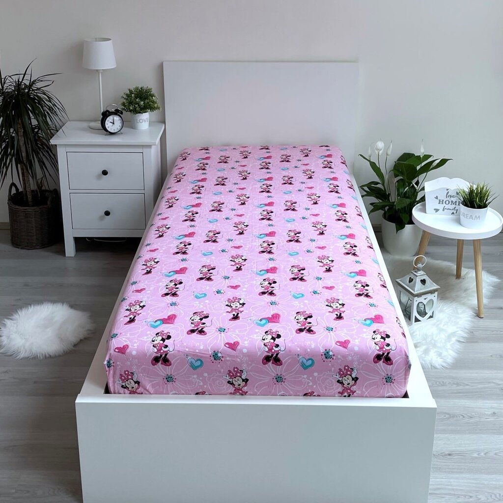 Kummiga voodilina Minnie Mouse 90x200cm цена и информация | Voodilinad | hansapost.ee