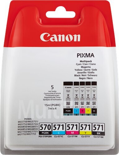 Tindikassett Canon PGI-570/CLI-571 (0372C004), must, sinine, kollane, lilla цена и информация | Tindiprinteri kassetid | hansapost.ee
