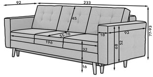 Diivan Asgard, 235x95x86 cm, sinine hind ja info | Diivanvoodid ja diivanid | hansapost.ee