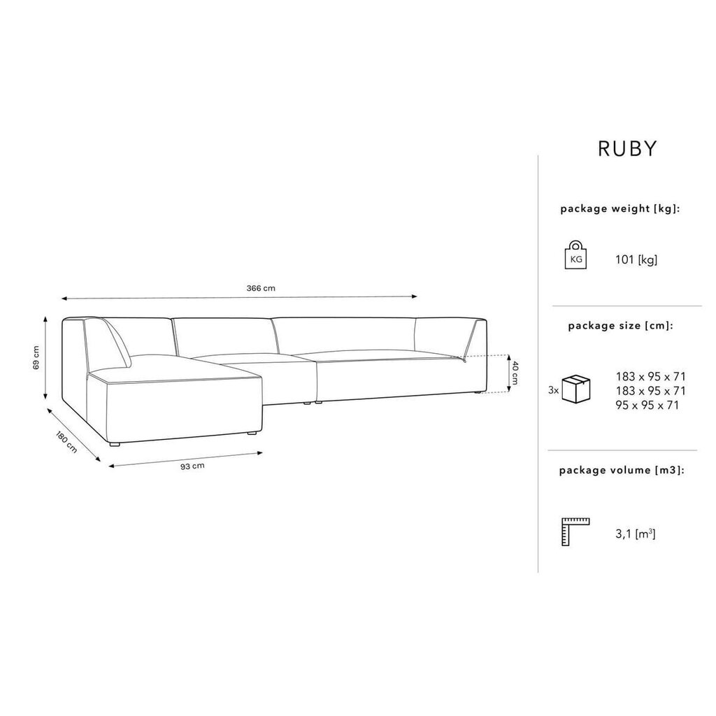 Pehme nurgadiivan Micadoni Home Ruby, kollane hind ja info | Nurgadiivanid ja nurgadiivanvoodid | hansapost.ee