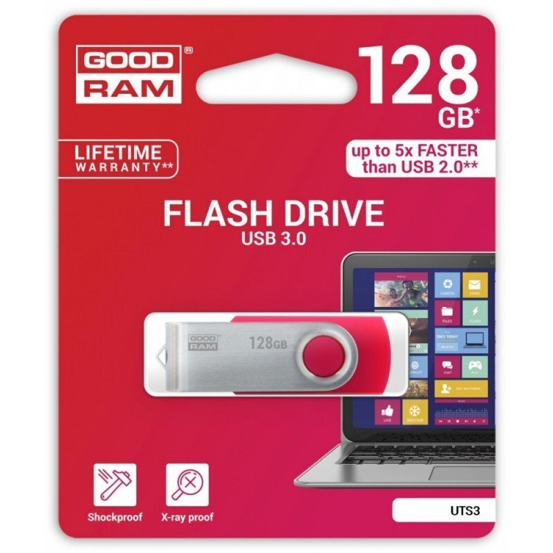 GOODRAM - TWISTER 128GB RED USB3.0 hind ja info | Mälupulgad | hansapost.ee