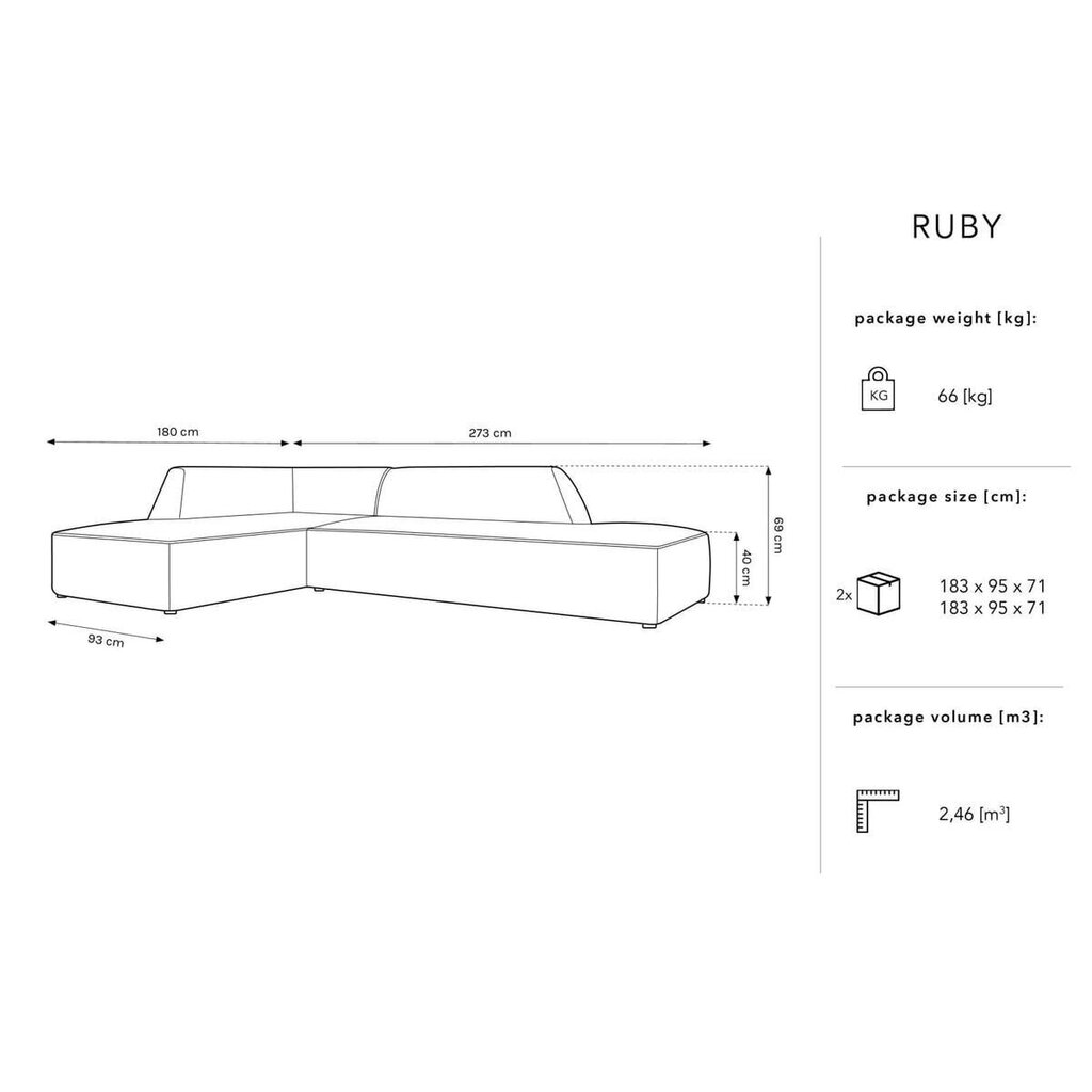 Pehme nurgadiivan Micadoni Home Ruby, beež hind ja info | Nurgadiivanid ja nurgadiivanvoodid | hansapost.ee