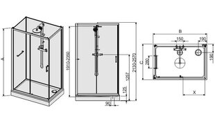 Душевая кабина Sanplast Classic II kpl-KCD2/CLII 90-120s цена и информация | Душевые кабины | hansapost.ee