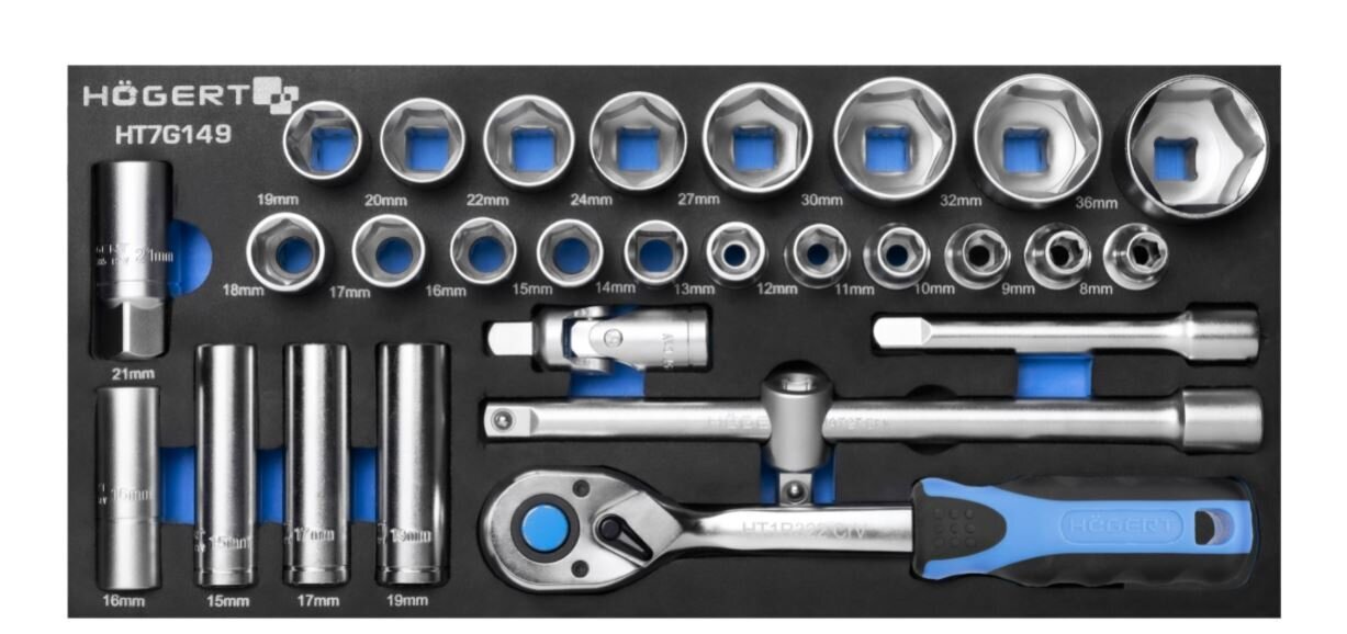 1/2" Tööriistade komplekt 27tk. 7G149 hind ja info | Käsitööriistad | hansapost.ee