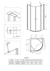 Poolringikujuline dušikabiin Deante Alpinia 80x80, 90x90 cm, chrom цена и информация | Душевые кабины | hansapost.ee