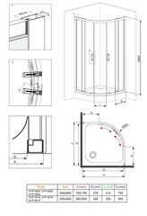 Poolringikujuline dušikabiin Deante Funkia 80x80, 90x90 cm, läbipaistev hind ja info | Dušikabiinid | hansapost.ee