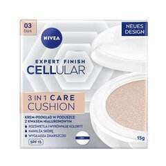 Основа макияжа со спонжем Nivea Hyaluron Cellular Filler 3in1 03 Dark, 15 г цена и информация | Nivea Декоративная косметика | hansapost.ee