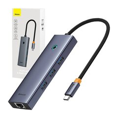 4in1 Hub Baseus  UltraJoy USB-C do 3x USB 3.0 + RJ45 (space grey) цена и информация | Адаптеры, USB-разветвители | hansapost.ee