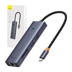 Hub 7w1 Baseus UltraJoy 7-Port ( USB-C to 1xHDMI4K@30Hz + 2xUSB 3.0 + 1xPD +RJ45 + SD|TF3.0) цена и информация | Адаптеры, USB-разветвители | hansapost.ee