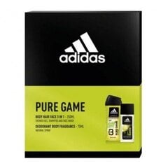 Komplekt meestele Adidas Pure Game: lõhnastatud kehasprei, 75 ml + dušigeel, 250 ml цена и информация | Парфюмированная косметика для мужчин | hansapost.ee