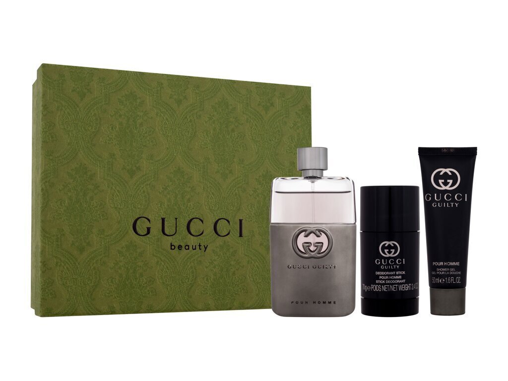 Komplekt meestele Gucci Gucci Guilty Pour Homme: EDT 90 ml + dušigeel 50 ml + pulkdeodorant 75 g hind ja info | Parfüümid meestele | hansapost.ee