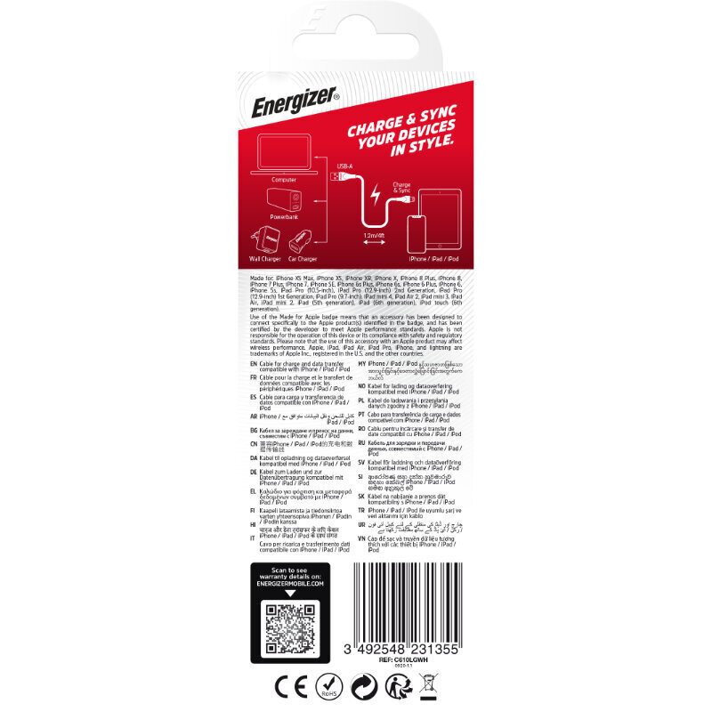 Energizer Classic C610LGWH hind ja info | Mobiiltelefonide kaablid | hansapost.ee