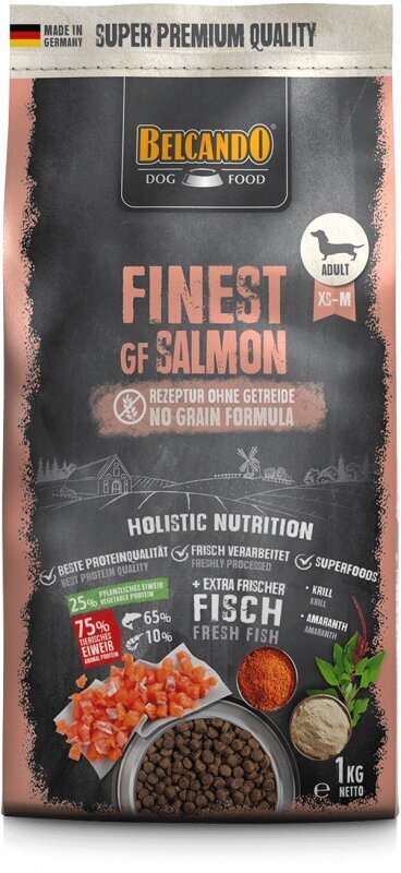 Belcando Finest GF Salmon väikeste ja keskmise tõuga täiskasvanud koertele lõhega 1 kg цена и информация | Koerte kuivtoit ja krõbinad | hansapost.ee