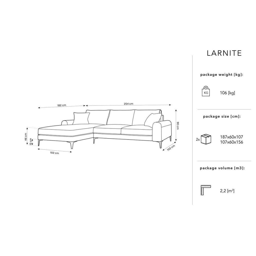 Pehme nurgadiivan Micadoni Home Larnite 5S-VR, hall/must цена и информация | Nurgadiivanid ja nurgadiivanvoodid | hansapost.ee