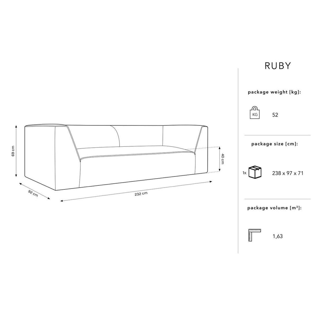 Diivan Micadoni Home Ruby, kollane цена и информация | Diivanvoodid ja diivanid | hansapost.ee