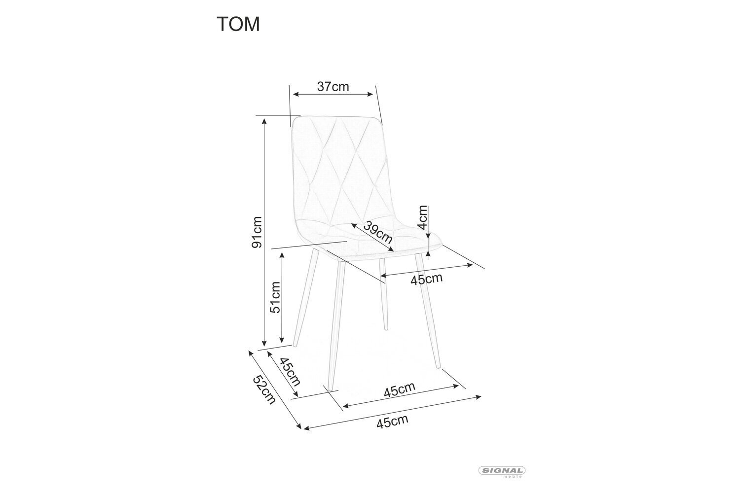 Söögitoolide komplekt Signal Tom Velvet, 4 tooli, must цена и информация | Köögitoolid, söögitoolid | hansapost.ee