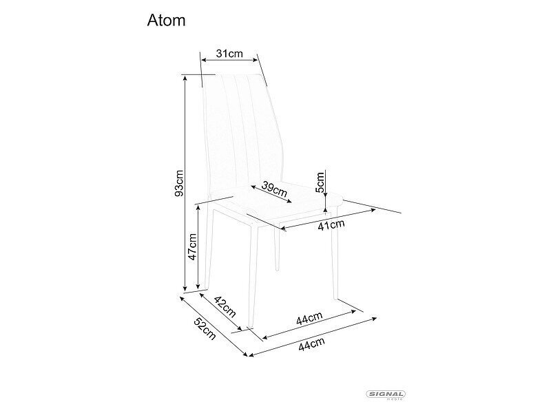 Söögitoolide komplekt Signal Atom Velvet, 4 tooli, hall/must hind ja info | Köögitoolid, söögitoolid | hansapost.ee