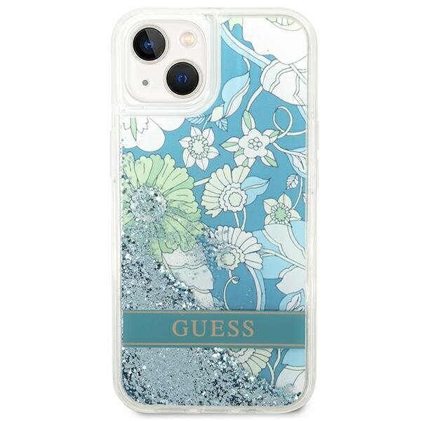 Guess GUHCP14SLFLSN iPhone 14 6,1" green hardcase Flower Liquid Glitter hind ja info | Telefonide kaitsekaaned ja -ümbrised | hansapost.ee