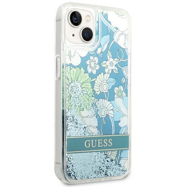 Guess GUHCP14SLFLSN iPhone 14 6,1" green hardcase Flower Liquid Glitter hind ja info | Telefonide kaitsekaaned ja -ümbrised | hansapost.ee