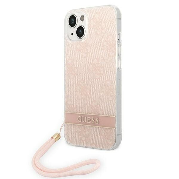 Guess GUOHCP14SH4STP iPhone 14 6,1" pink hardcase 4G Print Strap цена и информация | Telefonide kaitsekaaned ja -ümbrised | hansapost.ee