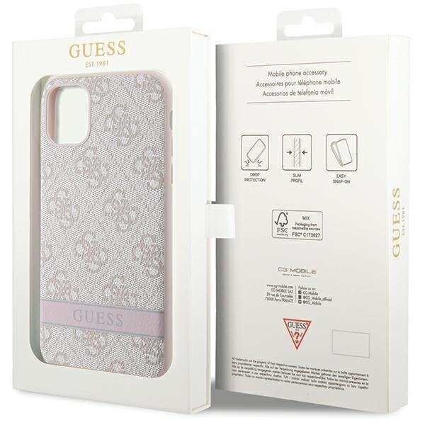 Guess GUHCN61P4SNP iPhone 11 | XR pink hardcase 4G Stripe цена и информация | Telefonide kaitsekaaned ja -ümbrised | hansapost.ee