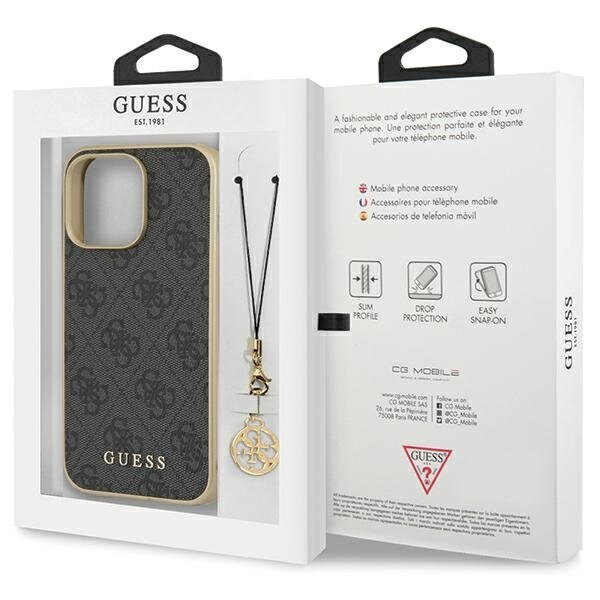 Guess GUHCP14LGF4GGR iPhone 14 Pro 6,1" grey hardcase 4G Charms Collection hind ja info | Telefonide kaitsekaaned ja -ümbrised | hansapost.ee