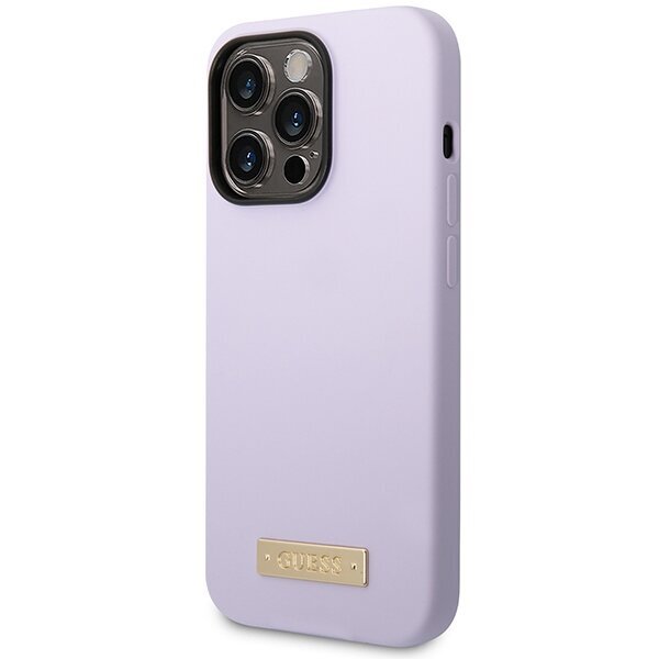 Guess GUHMP14LSBPLU iPhone 14 Pro 6,1" purple hard case Silicone Logo Plate MagSafe hind ja info | Telefonide kaitsekaaned ja -ümbrised | hansapost.ee