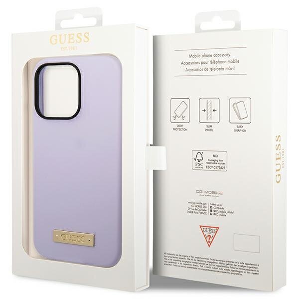 Guess GUHMP14LSBPLU iPhone 14 Pro 6,1" purple hard case Silicone Logo Plate MagSafe hind ja info | Telefonide kaitsekaaned ja -ümbrised | hansapost.ee