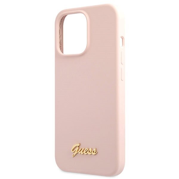 Guess GUHCP13XLSLMGLP iPhone 13 Pro Max 6.7" jasnolight pink hardcase Silicone Script Gold Logo hind ja info | Telefonide kaitsekaaned ja -ümbrised | hansapost.ee