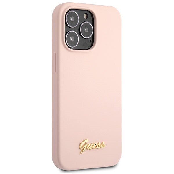 Guess GUHCP13XLSLMGLP iPhone 13 Pro Max 6.7" jasnolight pink hardcase Silicone Script Gold Logo hind ja info | Telefonide kaitsekaaned ja -ümbrised | hansapost.ee