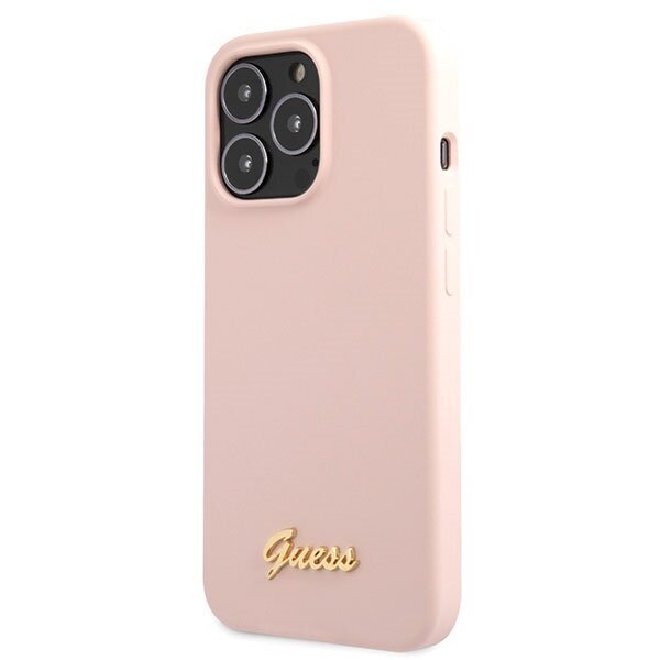 Guess GUHCP13XLSLMGLP iPhone 13 Pro Max 6.7" jasnolight pink hardcase Silicone Script Gold Logo цена и информация | Telefonide kaitsekaaned ja -ümbrised | hansapost.ee