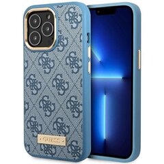 Guess GUHMP14LU4GPRB iPhone 14 Pro 6.1" blue hard case 4G Logo Plate MagSafe hind ja info | Telefonide kaitsekaaned ja -ümbrised | hansapost.ee