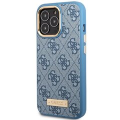 Guess GUHMP14LU4GPRB iPhone 14 Pro 6.1" niebieski|blue hard case 4G Logo Plate MagSafe цена и информация | Чехлы для телефонов | hansapost.ee