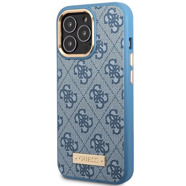 Guess GUHMP14LU4GPRB iPhone 14 Pro 6.1" blue hard case 4G Logo Plate MagSafe hind ja info | Telefonide kaitsekaaned ja -ümbrised | hansapost.ee
