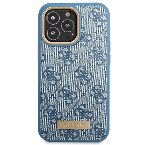 Guess GUHMP14LU4GPRB iPhone 14 Pro 6.1" blue hard case 4G Logo Plate MagSafe hind ja info | Telefonide kaitsekaaned ja -ümbrised | hansapost.ee