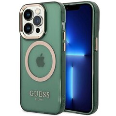 Guess GUHMP14LHTCMA iPhone 14 Pro 6.1" zielony|khaki hard case Gold Outline Translucent MagSafe цена и информация | Чехлы для телефонов | hansapost.ee