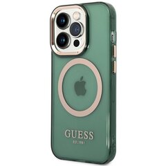 Guess GUHMP14LHTCMA iPhone 14 Pro 6.1" khaki hard case Gold Outline Translucent MagSafe цена и информация | Чехлы для телефонов | hansapost.ee