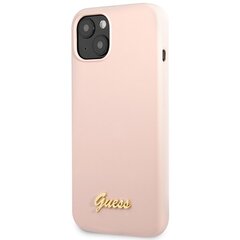 Guess GUHCP13MLSLMGLP iPhone 13 6,1" jasnolight pink hardcase Silicone Script Gold Logo hind ja info | Telefonide kaitsekaaned ja -ümbrised | hansapost.ee