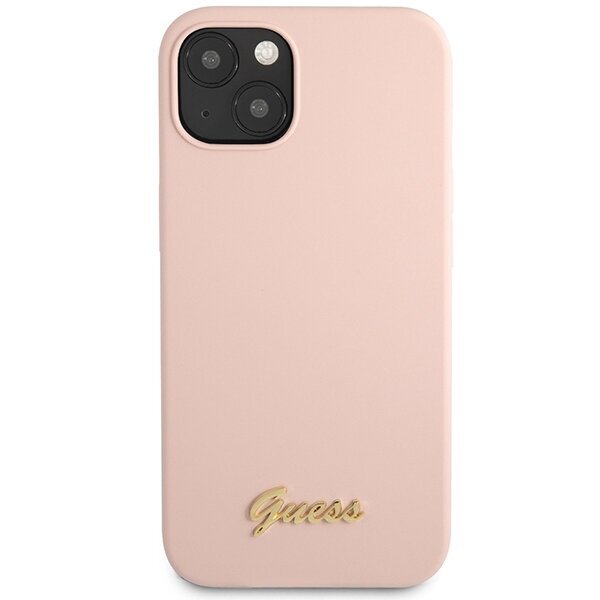Guess GUHCP13MLSLMGLP iPhone 13 6,1" jasnolight pink hardcase Silicone Script Gold Logo hind ja info | Telefonide kaitsekaaned ja -ümbrised | hansapost.ee