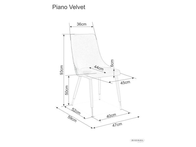 Söögitoolide komplekt Signal Piano Velvet, 2 tooli, hall/must hind ja info | Köögitoolid, söögitoolid | hansapost.ee