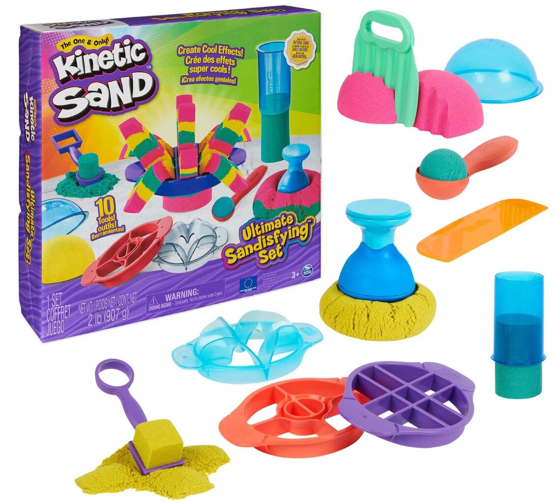 Komplekt Kinetic Sand Ultimate Sandisfying 3 värvi, 10x tarvikud hind ja info | Kunstitarbed, voolimise tarvikud | hansapost.ee