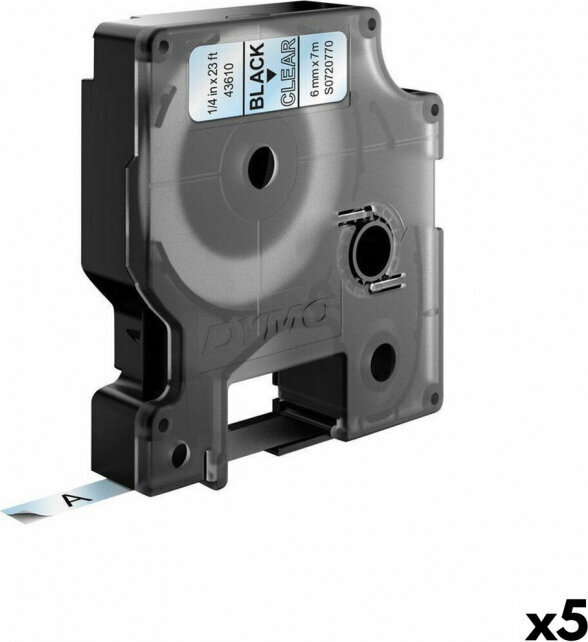 Dymo D1 43610 LabelManager™ Must Läbipaistev 6 mm (5 tk) hind ja info | Printeritarvikud | hansapost.ee